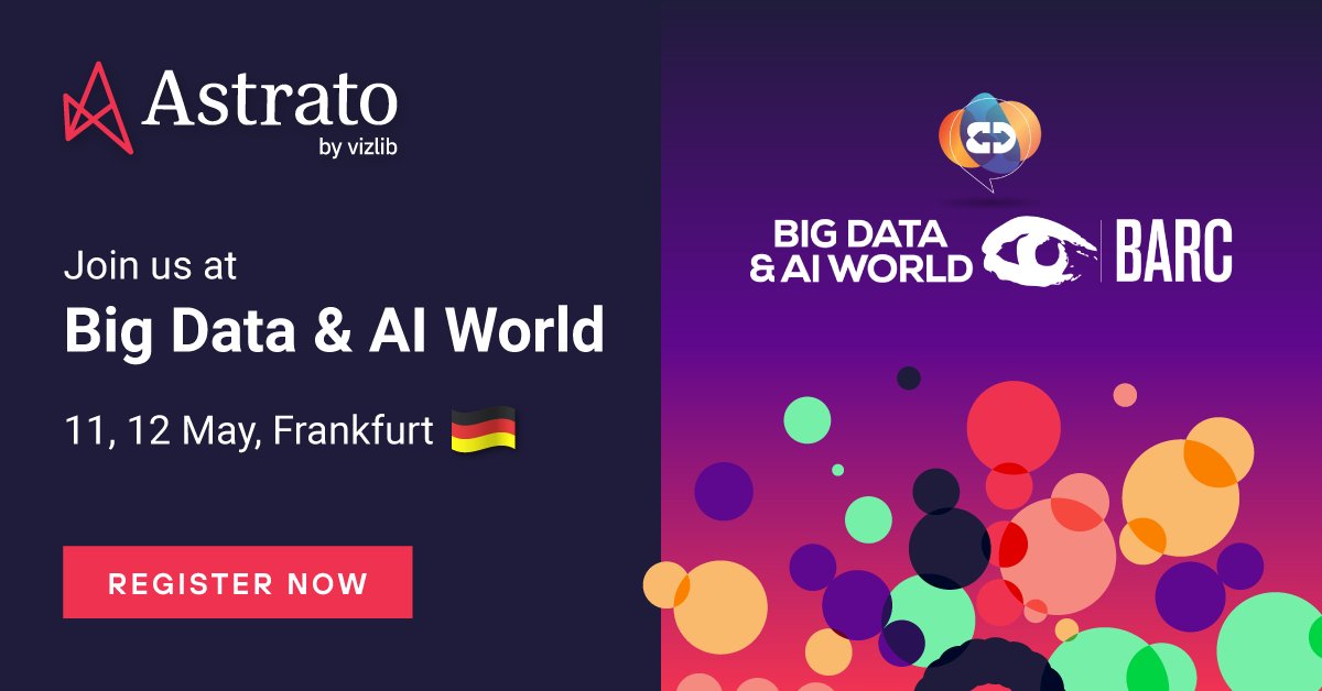 🤓  Next week - 11, 12 May - is Big Data &amp; AI World with BARC in Frankfurt!

Don't miss our founder, Martin Mahler's, talk on Cloud killed BI - Long live Cloud BI! 🚀

⭐ Decision Intelligence Theatre
⭐ 11 May  | Time:1 - 1:20 pm CET

Register now:
hubs.li/Q019JCM30
