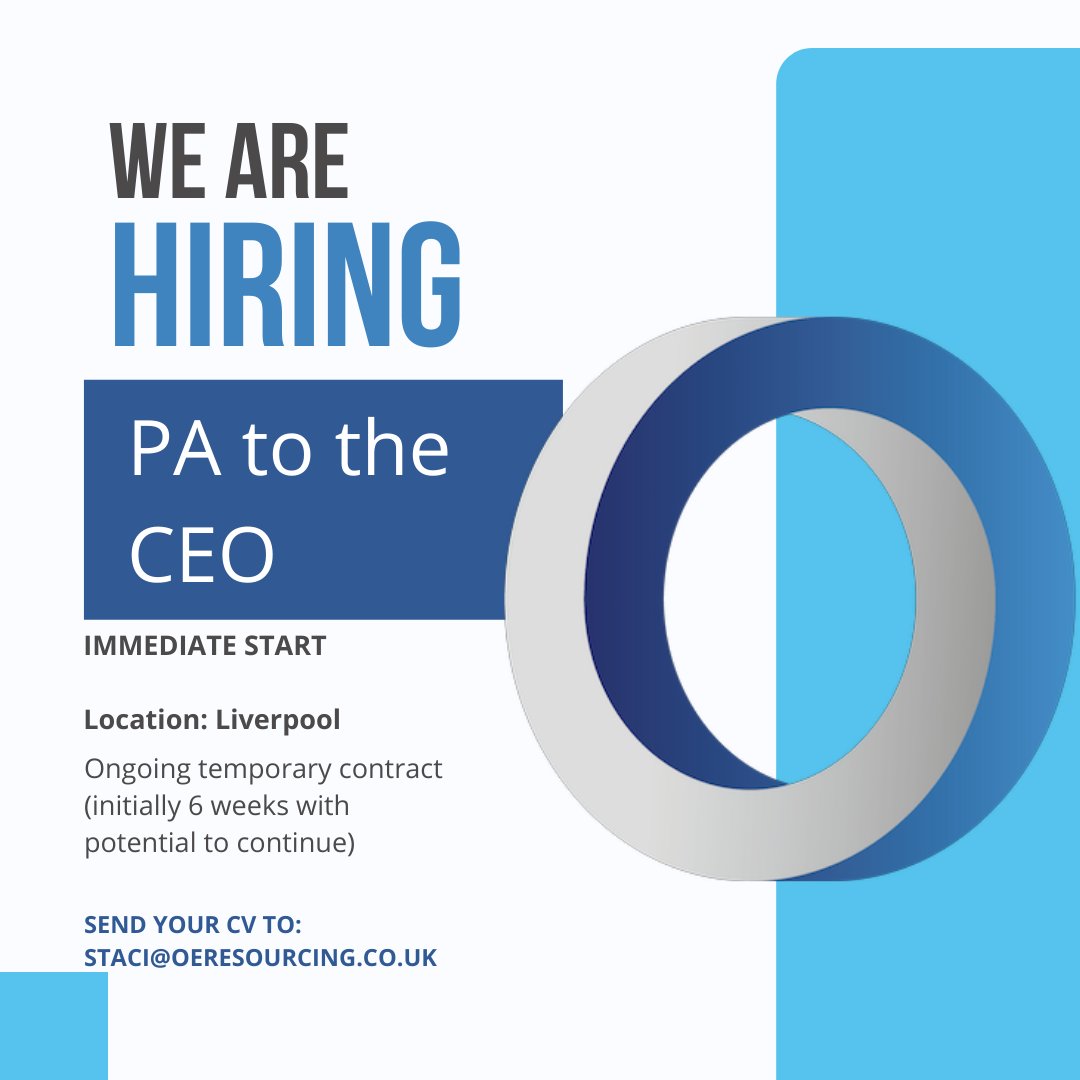 StaciLynchSatis's tweet photo. 📢@oeresourcing are working with our client school in #Liverpool to recruit for a #PA to the CEO on an ongoing basis. 
To register your interest, email: staci@oeresourcing.co.uk or call us on 01744 742351

@JennaEverettOER @HelenStevenson4 
#personalassistant #schooljobs #educhat https://t.co/9lfQcYqHqC