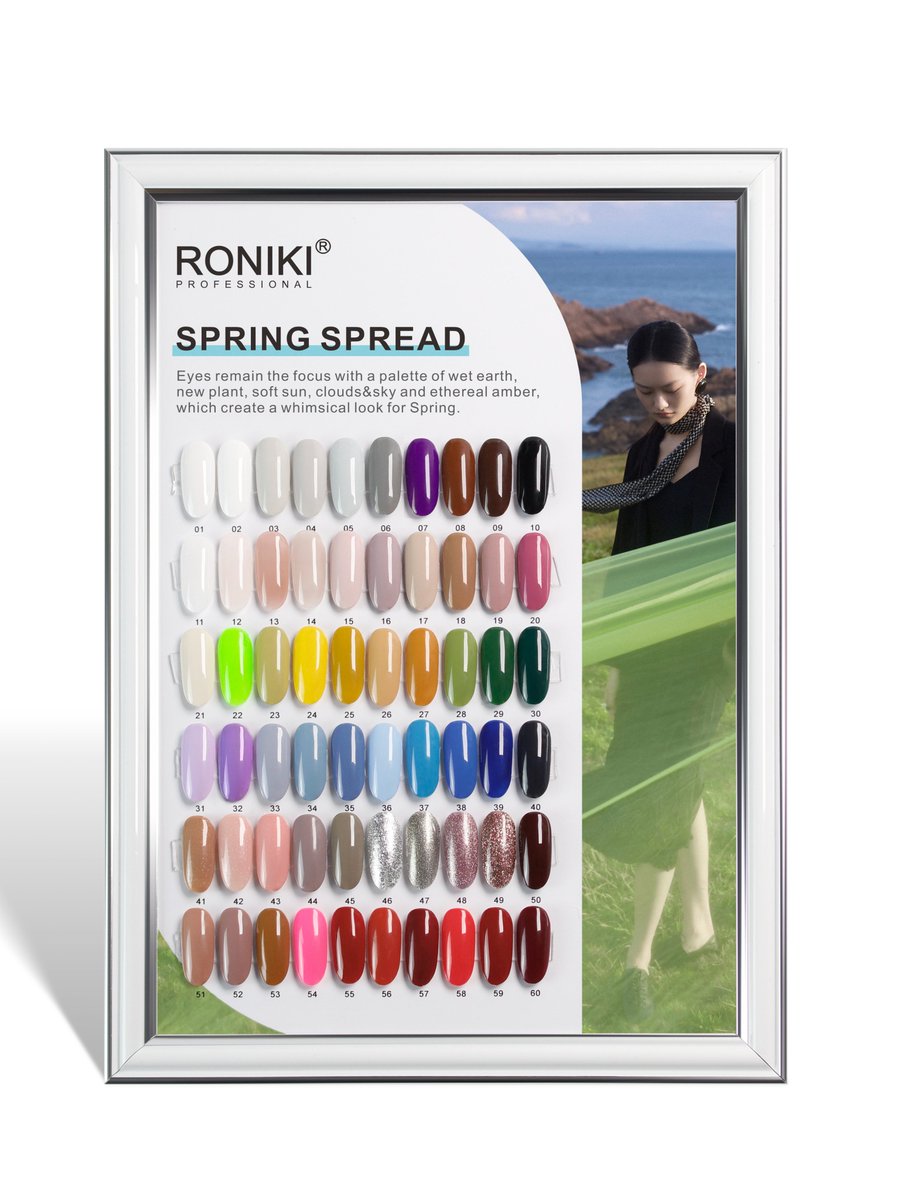 RonikiLtd's tweet image. RONIKI spring spread color collection includes 60 types on-trend shades, inspired by the whole RONIKI team.  These new colors are pefect to complete any client's look, skin color and daily mood.
#NailGel, #UvGel, #LedGel, #GelPolish, #CatEyeGel, #NailArtGel, #RONIKI, #RNK