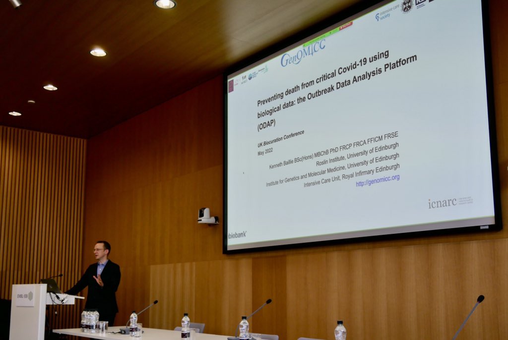 biocurator's tweet image. Second and last day of the ISB UK meeting! We started with @Kennethbaillie’s brilliant keynote lecture “Preventing death from critical Covid using biological data: the Outbreak Data Analysis Platform (ODAP)”
#ukbiocuration2022