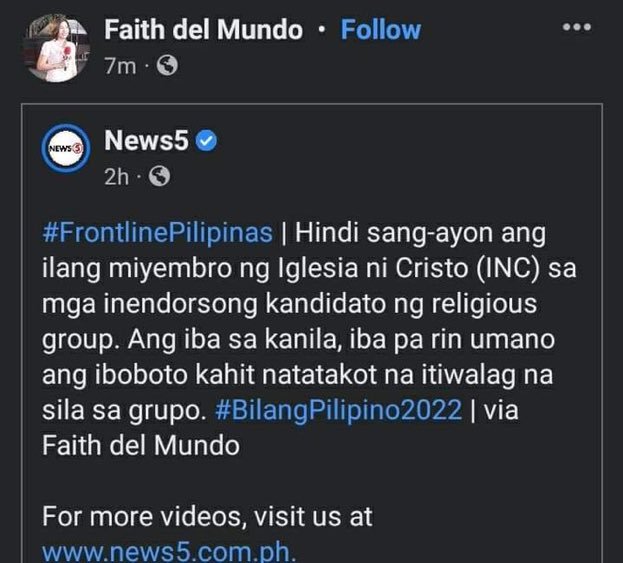 inc_vee's tweet photo. Isa na namang journalist ang basta-basta nalang nagrereport at nagpapahayag ng balita na hindi tiyak kung may katotohanan ba o wala. Nasaan na ang tapat na mga journalists natin? Puro na lamang ba kasiraan ang ihahatid ninyo sa amin?

#FaithDelMundo
#BoycottFakeNews5 https://t.co/86y4sQL95z