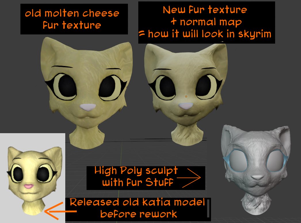 zerorganic's tweet photo. #3dart #3dmodeling #Katia_Managan #Prequel #Skyrim #SkyrimMods #Anthro #furryart #Cat #sculpting #digitalart #artontwitter #texture #fur #2Dto3D https://t.co/oO6w4Th9G5