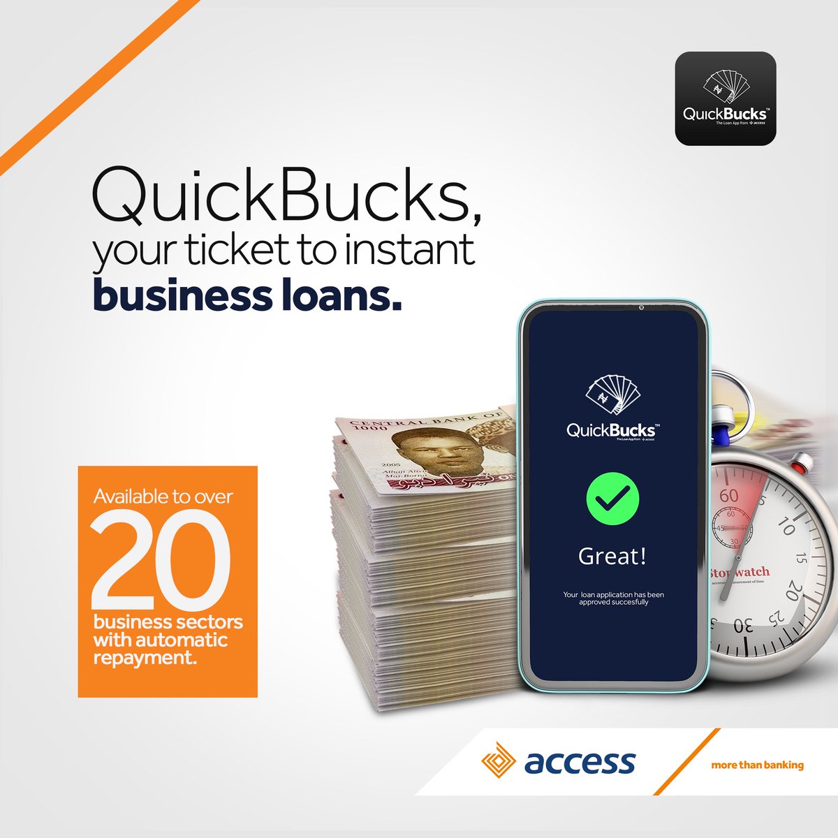 access_more's tweet photo. Did you know QuickBucks is not just for personal loans? you can also access up to N5 million instantly for your business 👍
To learn more, click the link below!
https://t.co/qCy51PmjFS
#Quickbucks #Businessloan #Accessmore https://t.co/tMMZvmbHgF