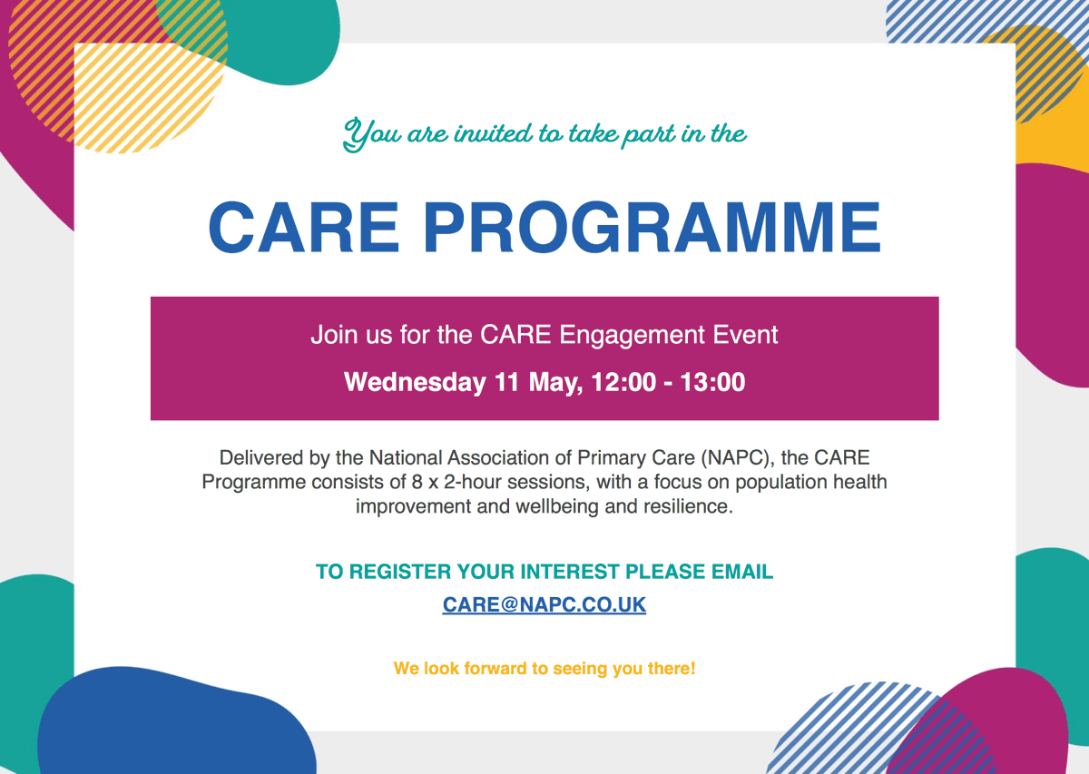 PrimaryCareGM's tweet photo. 📢 Calling all #GPNs #HCAs #NurseAssociates #AdvancedNursePractitioners
Do you want to be more #empowered #resilient & #connected
👇
Join #GreaterManchester #CARE programme
🗓 CARE Engagement Event 11 May 12-1pm
Register now 👉 @gpncare
@DrAliLea @roylepryor @boltongpfed https://t.co/URK14MlviR