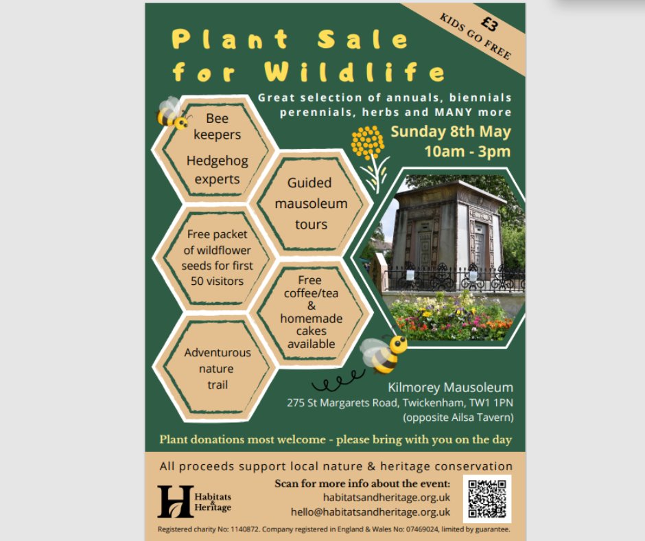 BeRichmondUK's tweet photo. Pop along to the @habsandheritage Plant Sale for Wildlife and Open Day at Kilmorey Mausoleum, 275 St Margarets Road, Twickenham, TW1 1PN (opposite Ailsa Tavern). No need to pre-book, just turn up on the day and enjoy.
More info👉https://t.co/bF5aLR5ZkR
#liveworkexplore https://t.co/m4N7GVYggX