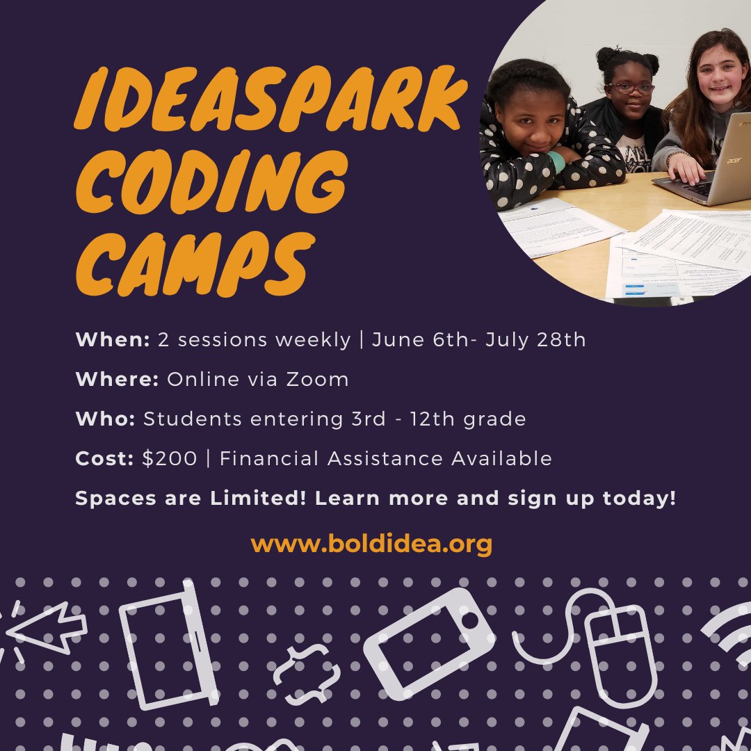 It is only 1 month until Summer Coding Camps begin! Sign up your student for a summer of learning and creativity with technology today! boldidea.org/summer-coding-… 

 #mentoring #coding #boldidea #computerscience #students #Dallas #codingcamp #education #summer