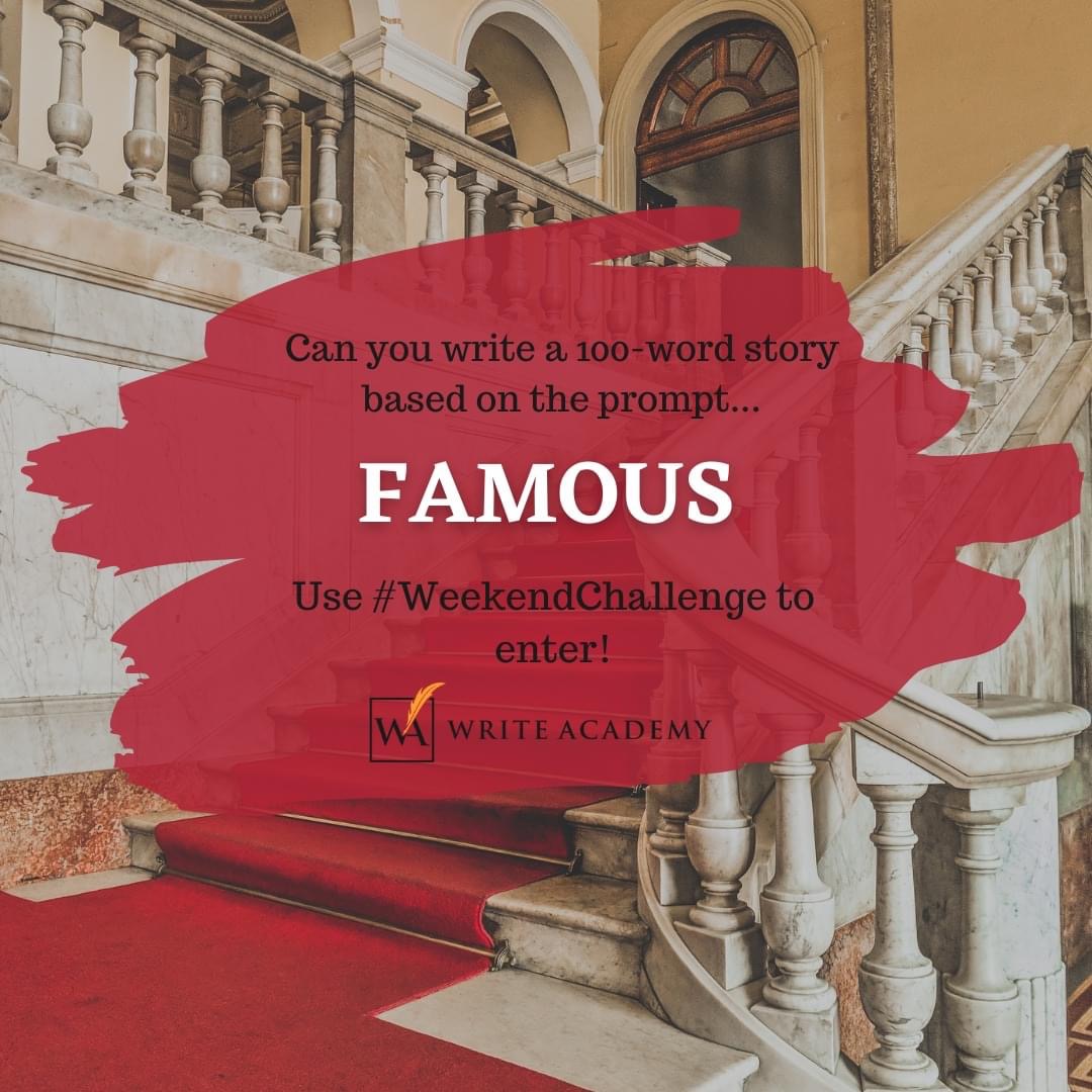 write_academy's tweet image. Being FAMOUS has a different meaning to every one. Some don’t care for it while others crave it. Focus this week’s #WeekendChallenge entry on fame for better or for worse.

Enter your story (100 words max) below or in the WriteStorybooksPLUS gallery!

learn.writeacademy.com/members/story-…