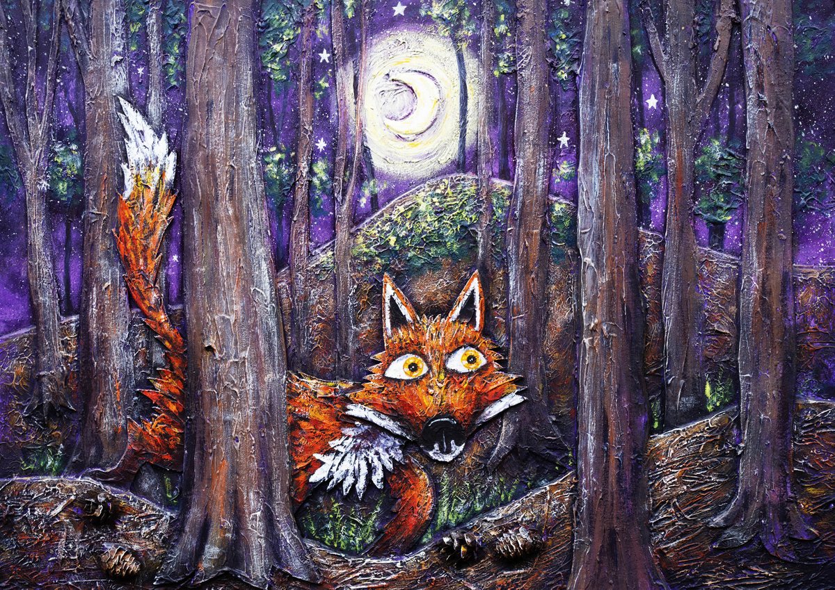 Here's a new #fox #painting and this time it's got pine cones on! It's inspired by Pheasant Hill Woods near #Hermitage. I'll order some cushions and prints based on this one ready for the craft shows coming up in June... that is if I ever get round to filling out the forms! 🦊