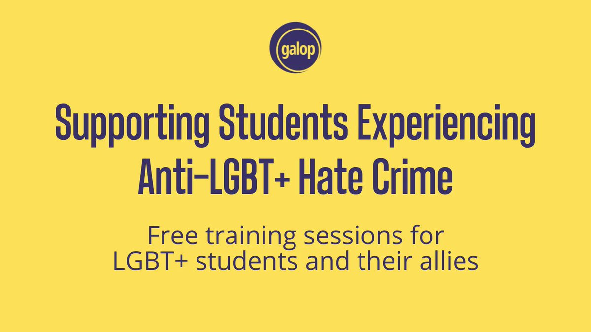 GalopUK's tweet photo. ๐ข TODAY!!! ๐ข
Our FREE student training session 'Combatting Anti-LGBT+ Hate Crime' is happening this afternoon, 3:30pm - 5pm, on Zoom.
Sign up here! https://t.co/gSBd2Fmv7x
#hatecrime #training #lgbttraining https://t.co/PfJsdr6PCP
