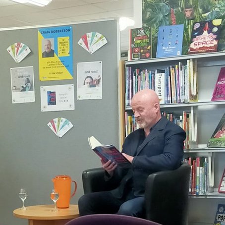 LibFalkirk's tweet photo. Craig Robertson visited Larbert Library last night to talk about his latest book, The Undiscovered Deaths of Grace McGill.  The audience were thrilled to be able to meet Craig, as were the staff!

#LarbertLibrary #LibrariesAreEssential #FalkirkReads @CraigRobertson_ https://t.co/ipsev7z5ce