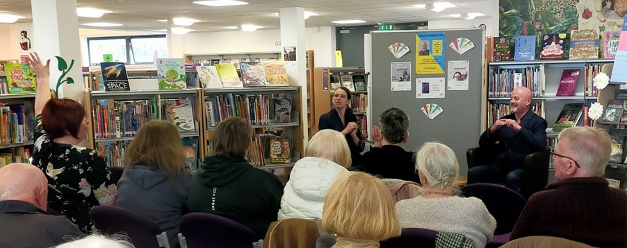 LibFalkirk's tweet photo. Craig Robertson visited Larbert Library last night to talk about his latest book, The Undiscovered Deaths of Grace McGill.  The audience were thrilled to be able to meet Craig, as were the staff!

#LarbertLibrary #LibrariesAreEssential #FalkirkReads @CraigRobertson_ https://t.co/ipsev7z5ce