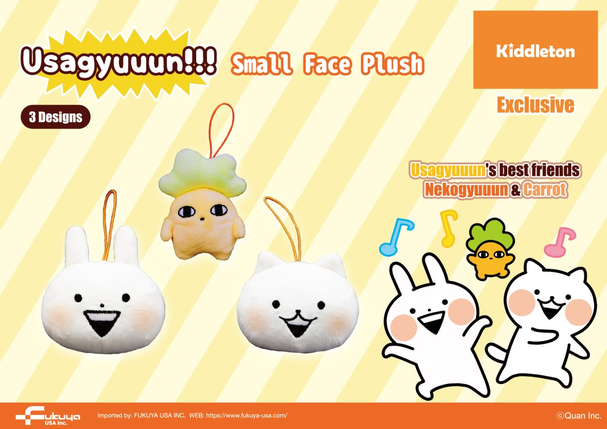FukuyaUsa's tweet photo. 【New Amusement Prizes!】
We released Usagyuuun Small Face Plushies!
★Officially Licensed★
Only at Kiddleton @Kiddleton_Inc !
*Please note some stores may be closed or not available.
#FUKUYAPRIZE #amusement #kiddleton #enterrium #usagyuuun #FUKUYA_USA #Nekogyuuun https://t.co/U2R7mXRjRM