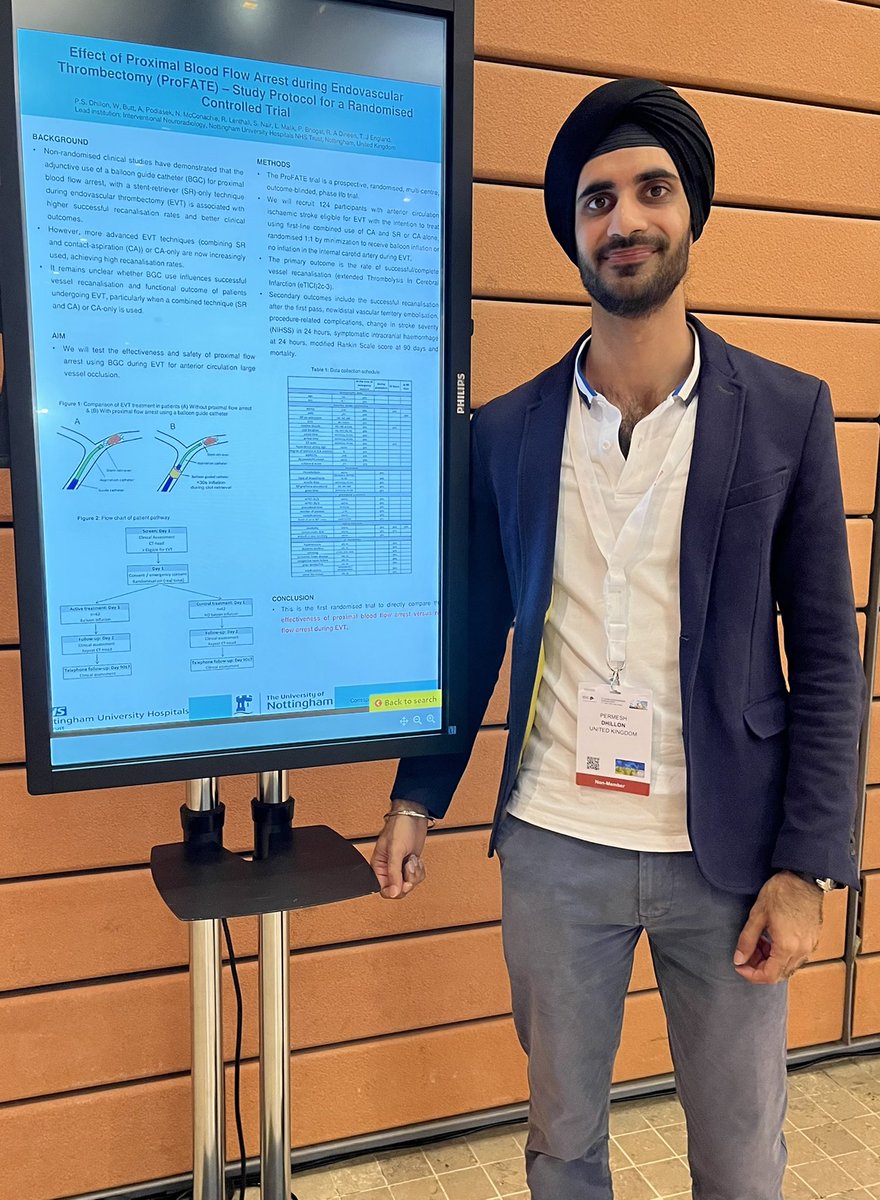 PermeshSD's tweet image. Pleased to present our ongoing trial on the effect of proximal flow arrest during thrombectomy #ProFATE at #ESOC2022 @ESOstroke @NUHRadiology @nuhresearch @MRIman_9 @UKNGNeuro @RLHINR @brainconferenc1
