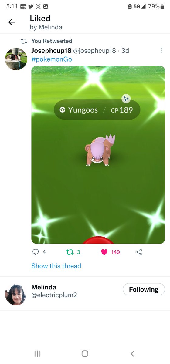 josephcup18's tweet photo. My #yungoos shiny and I appreciate all the hearts 💕 #pokemonGo # #Loveshiny https://t.co/eIeLgL5BOK