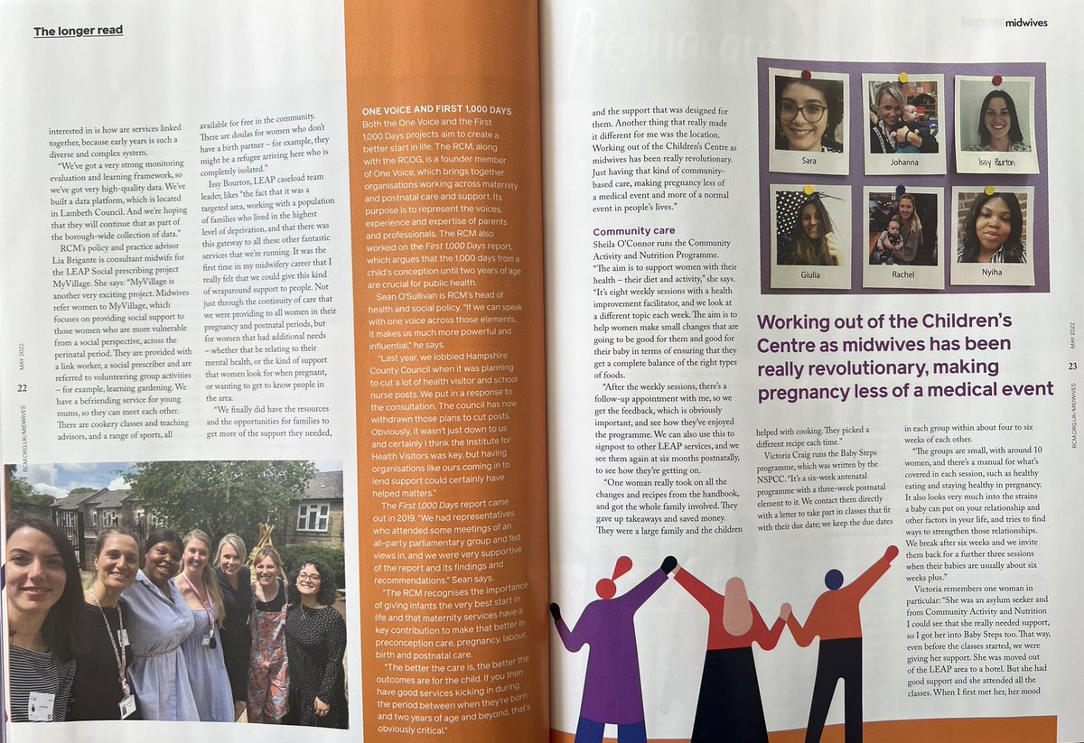 lia_bri's tweet photo. Invest properly in midwifery continuity models to tackle health inequalities

Read the story of @LeapLambeth and what can be achieved when working in partnership

Beyond excited to see @Midwivesmag cover story for this issue
🧡Featuring @BelleBourton @MidwifeRachelS @khazaezadeh https://t.co/IIUCw178HF