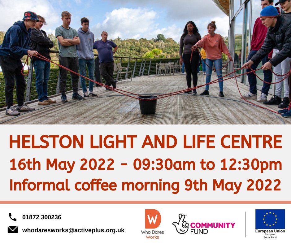 Our next six-session confidence-building course starts in Helston on Monday 16th May.

If you're over 18 and need help with self-esteem &amp; confidence, mental health &amp; wellbeing or to overcome life’s challenges, come along!

#GiveUsAGo #TNLComFundESF