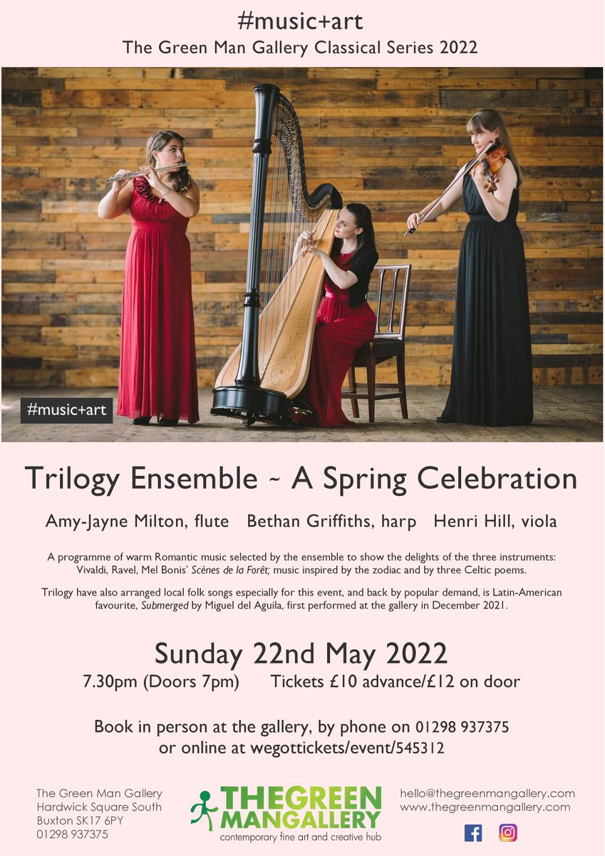 trilogyensemble's tweet photo. One of our Spring concerts coming up - May 22nd in @GreenManArt #Buxton as part of their new Music + Art series!

#livemusic in the Gallery!

@HviolaHill @amyjaynemilton @BethanHarp @pure_peak @BuxtonMuseum https://t.co/ZKKv6AGFEp