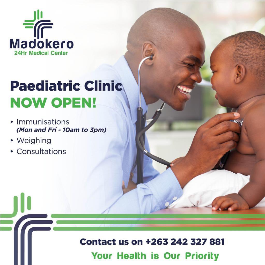 Madokero 24HR Medical Center Paediatric Clinic is NOW OPEN!

We offer a range of services including:

• Immunizations (Mon and Fri, 10am-3pm)
• Weighing
• Consultations

Book your appointment with us today: +263242327881

#YourHealthOurPriority