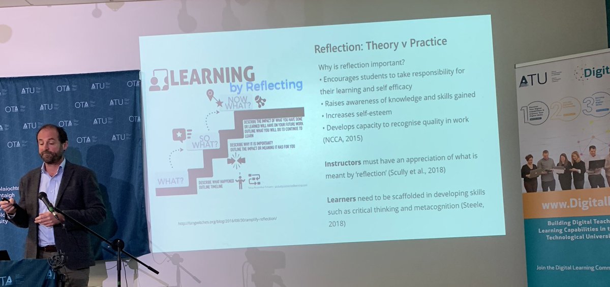 suebecks's tweet photo. Interesting points on reflection of learning from Dermot O’Donovan and embedding eportfolios #DigitalEd22 https://t.co/rte3AHgGBw