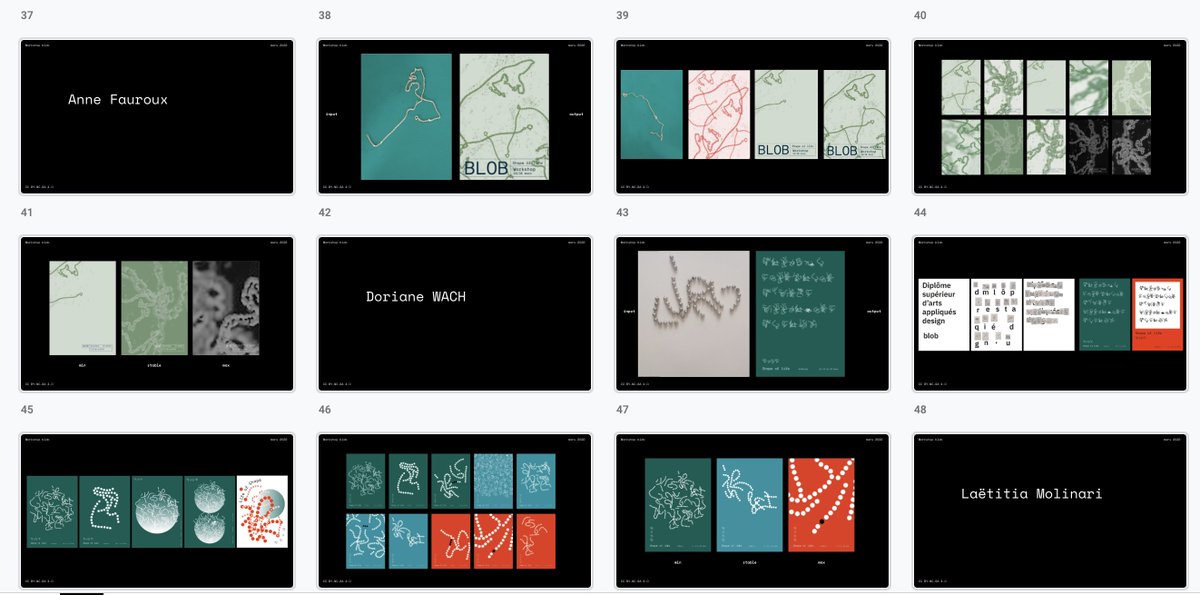 BLOB, living visuel systems workshop.
—
“Design a living and generative visual system with as input data the physical hazard.”

All drafts and results here ⬇️
tinyurl.com/2p92mks8

Workshop by <a href="/chevalvert/">Chevalvert</a> x <a href="/dsaadesign_lyon/">DSAA Design Lyon</a>