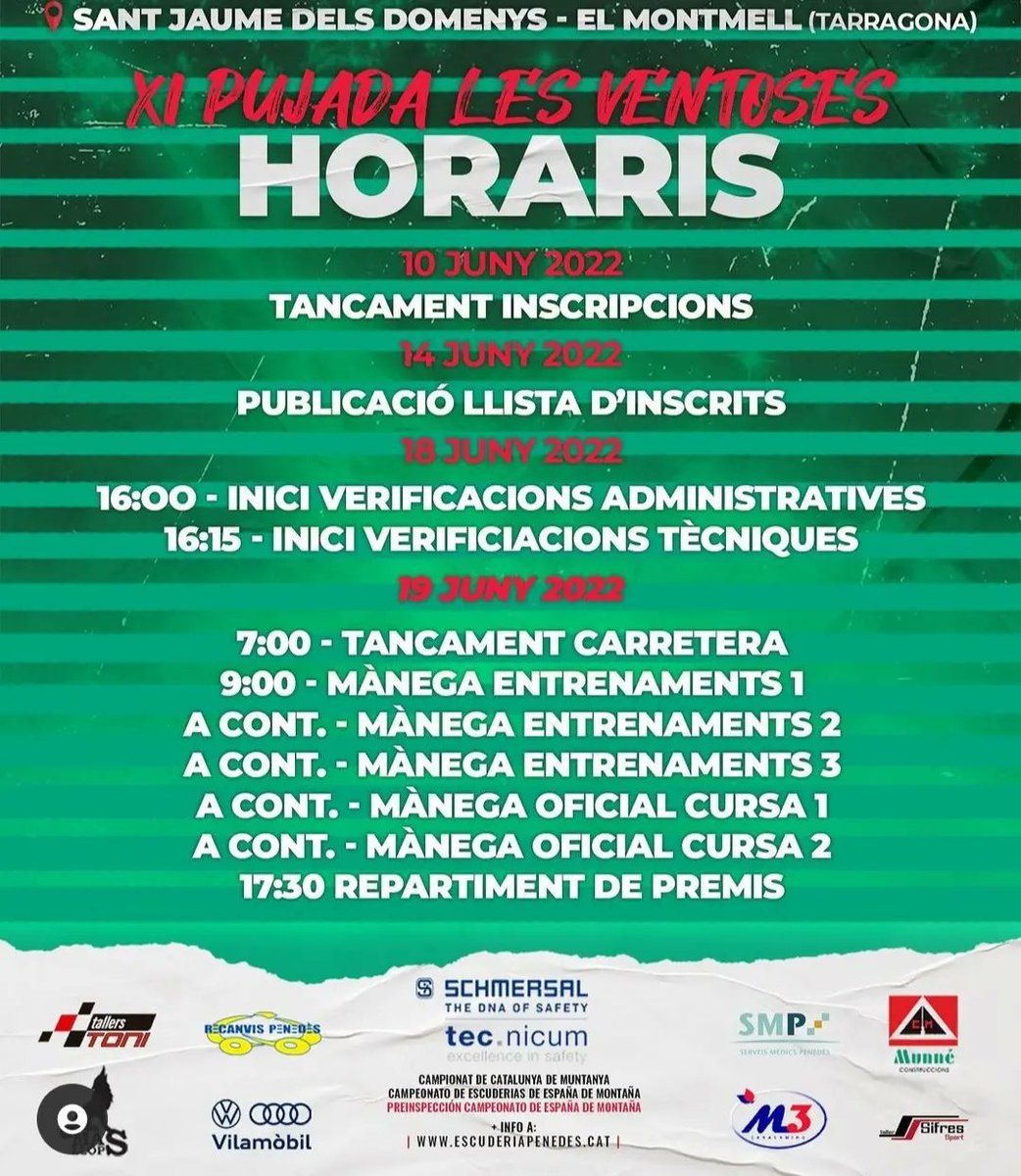 ❗ COMPETICIÓN❗

Estaremos compitiendo en la #XIPujadesLesVentoses 
#EscuderiaPenedes

📅  1️⃣9️⃣ de Junio

🏎️ <a href="/KurumaMSport18/">Edu</a>

OS ESPERAMOS A TODOS ❗