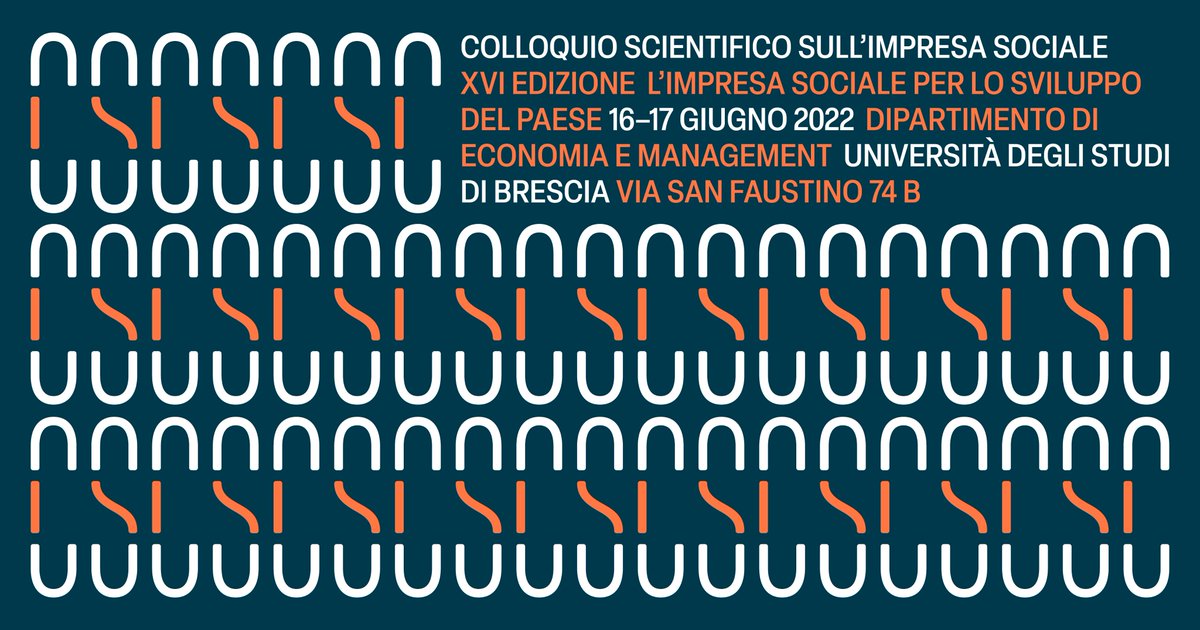 💥 ONLINE IL PROGRAMMA 💥
Ci avviciniamo alla XVI edizione del Colloquio Scientifico sull'impresa sociale. Una prima versione di programma è online e sono aperte le iscrizioni! Ci vediamo a Brescia il 16 e 17 giugno!
✅ Programma e iscrizioni: bit.ly/3wby1Td
