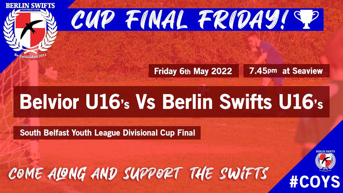 🏆🏆CUP FINAL🏆🏆

Our U16’s are competing in their cup final tonight. They will be hoping to add to the clubs silverware already won this season.

If you’re at a loose end tonight then get yourself down and support the boys 🙌🏼

Good luck to the players &amp; Coaches 🤝🏼

#COYS 🔴🔵