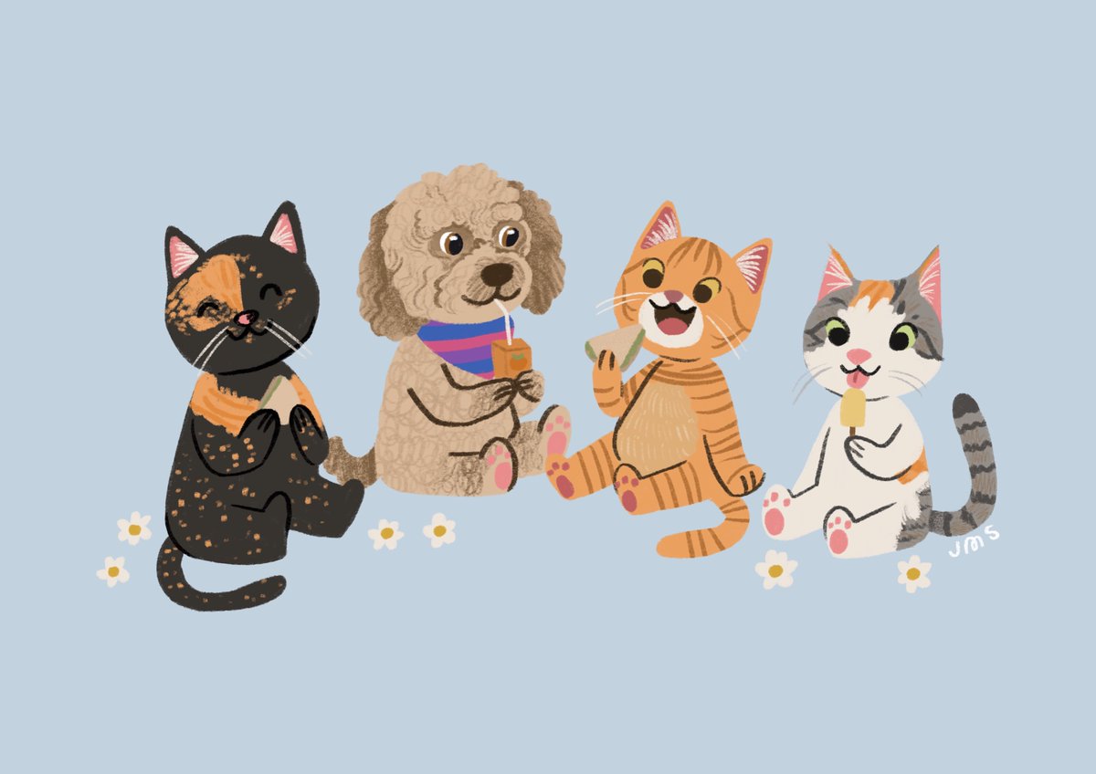 Just finished the cutest comm 😭💖 sweet baby angels eating lunch together 🥰