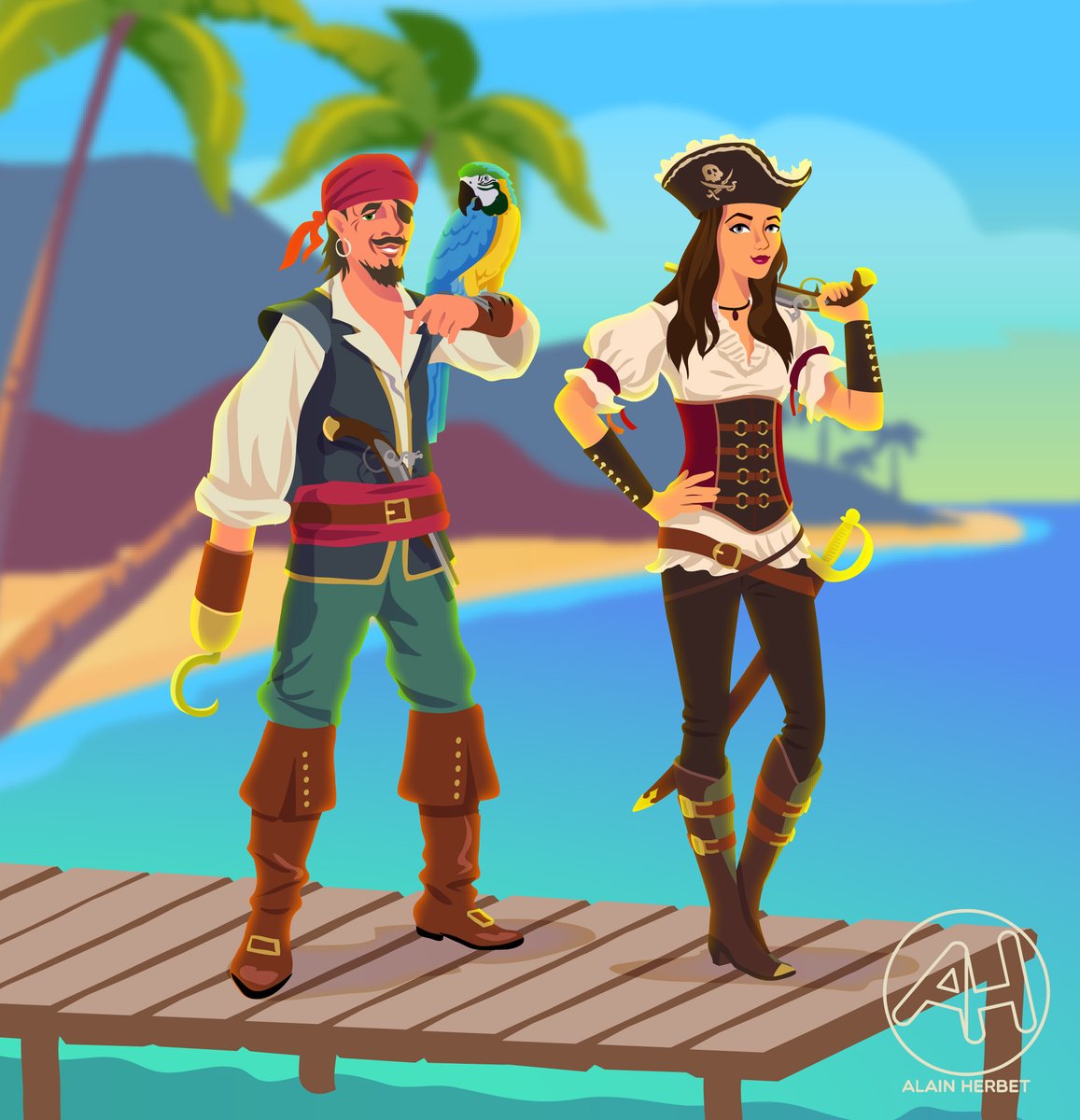 AlainDessine's tweet photo. #illustration pour un module #elearning sur le thème des #Pirates https://t.co/WfOTjzgjMA