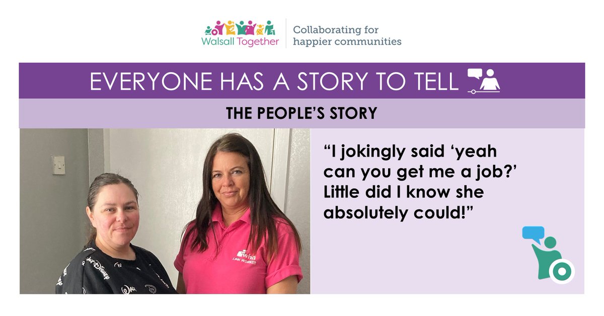 WalsallTogether's tweet photo. Social prescribers take the time to listen and find out what matters most to people. Tina wanted to regain her independence and start working which is what she did with the help of social prescriber Michelle. Read her story๐ https://t.co/7rFLCBeiNb @walsallwhg
@WalsallHcareNHS https://t.co/UUIX7pB4nD