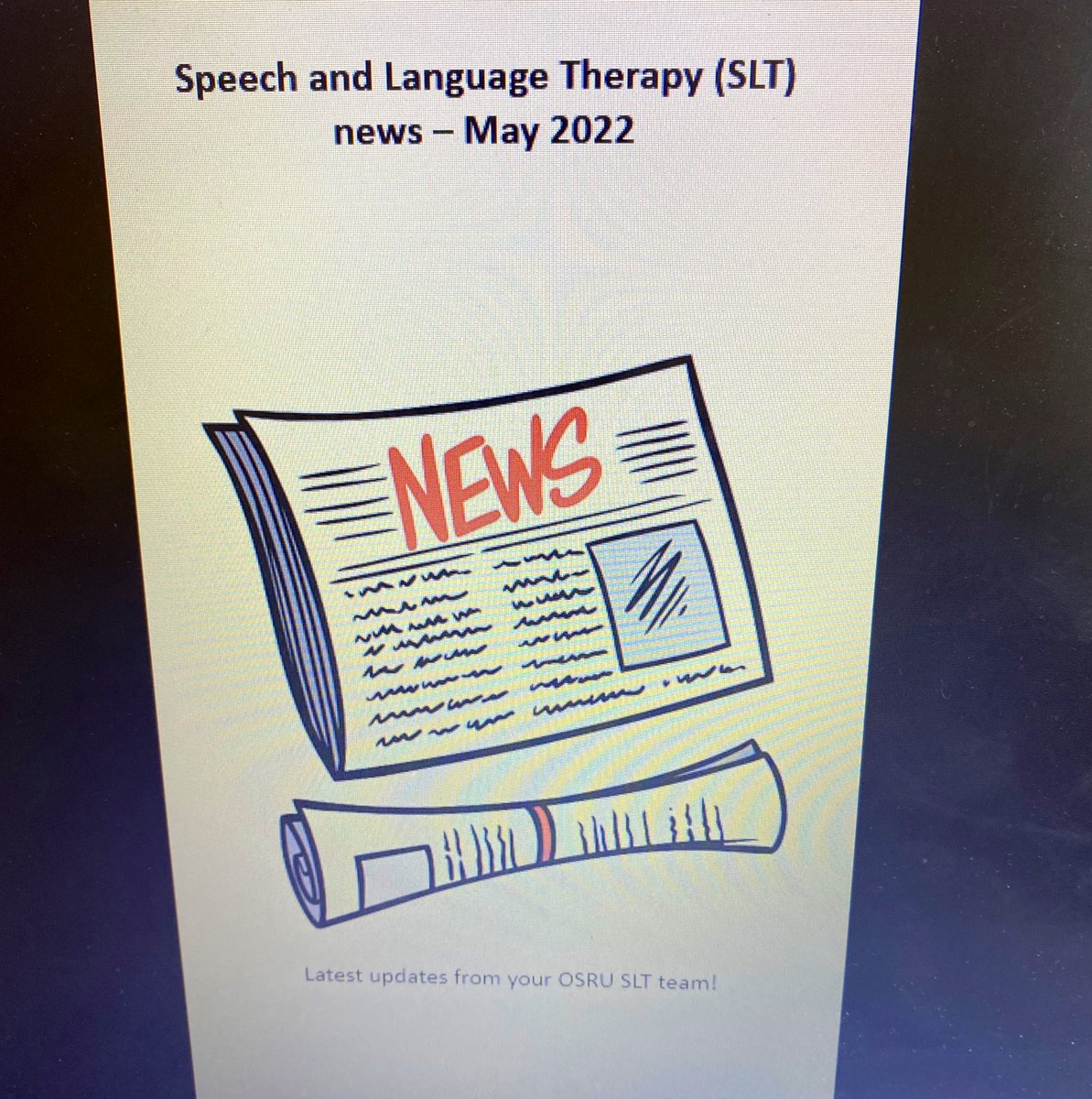 Em_Garratt's tweet photo. LOVE this initiative from our #SLT @JennySalesSLT 💜 Quick update for our service on all things speech and language, in an accessible format. Great to raise awareness of their role and disseminate info! Pinching with pride! @oxfordhealthAHP #strokerehab #StrokeAwarenessMonth https://t.co/ePsj4MW2Dq