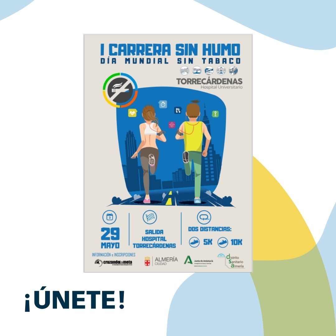 TorrecardenasHU's tweet photo. 🏃‍♀️ Inscripciones abiertas para la I Carrera sin Humo del HUT (5km ó 10km).
Únete a nosotros el próximo 29 de mayo, a las 10h., y corre por una vida libre de humos 🚭 ➡️ https://t.co/ig6VFZBRB4 https://t.co/I1oek39vax