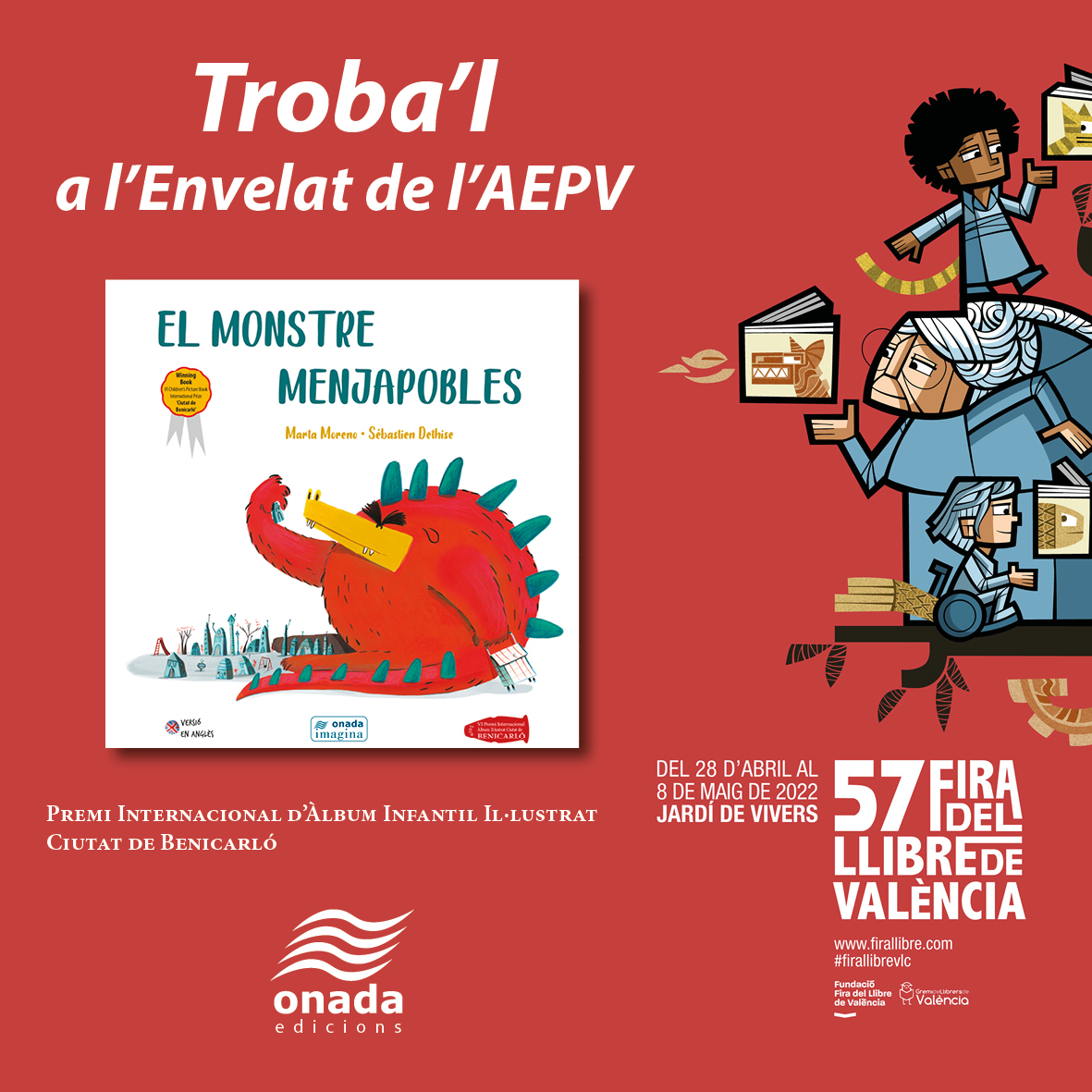 OnadaImagina's tweet photo. Si aquest cap de setmana passeu per la @firallibrevlc, a l'Envelat de l'AEPV trobareu els tres últims àlbums il·lustrats guanyadors del Premi Int. Ciutat de Benicarló.

• "Els set colors de la Bet"
• "La gran festa"
• "El monstre Menjapobles" https://t.co/iXD7VN5Jv5