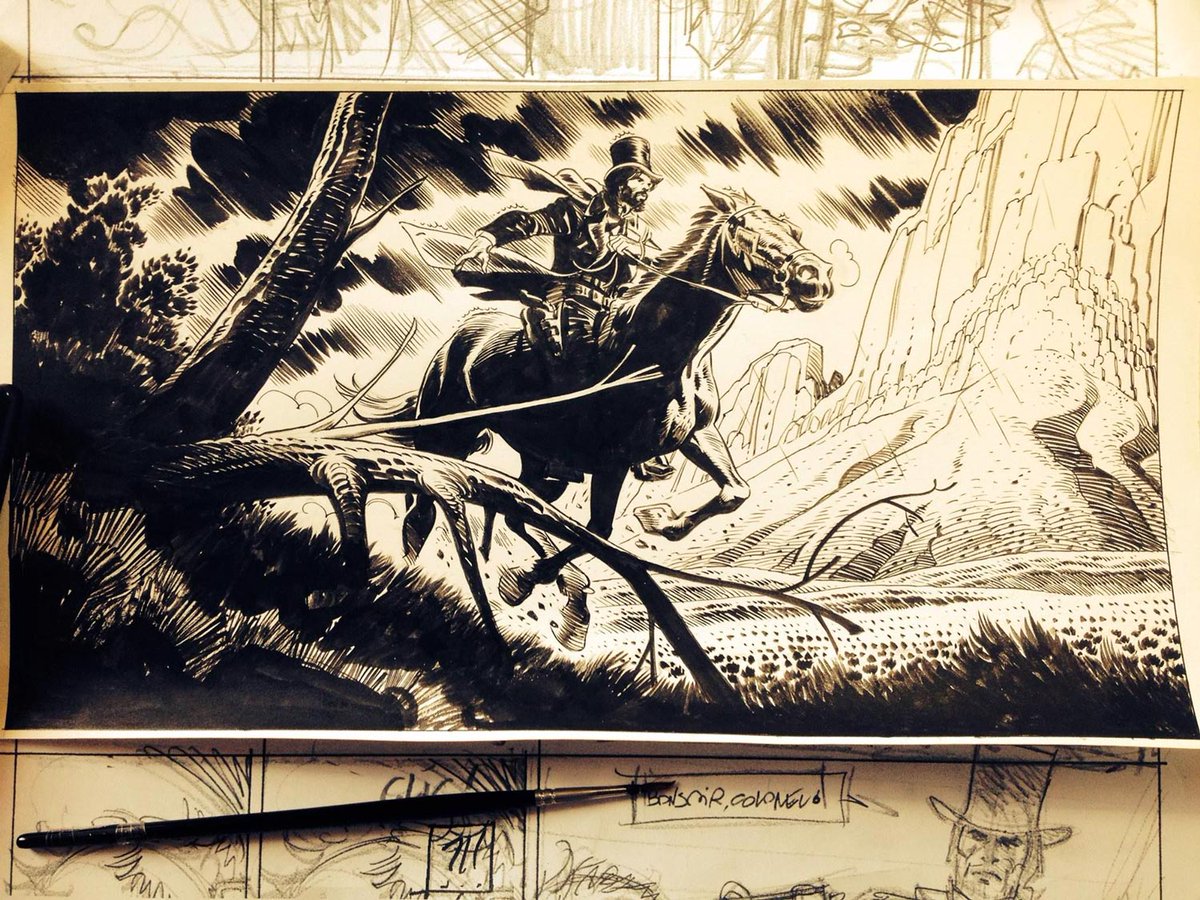 LuigiBicco's tweet photo. Dopo aver riletto i due volumi di #Undertaker, mi sono reso conto che il west disegnato da #RalphMeyer è tra i più evocativi in circolazione. Ma chi sono, a mio modesto avviso, gli altri grandi interpreti grafici del genere degli ultimi anni? Te lo dico a seguire, con calma. https://t.co/HpWtHVJEz2