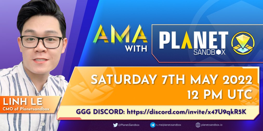 PlanetSandbox's tweet photo. Don't forget to join AMA #PlanetSandbox x @goodgamesguild tomorrow!! 🔥🔥

⏰Time: 12PM UTC May 07th, 2022

📍  Venue: https://t.co/3Z1NwYePsu

#PSB #AMA #GameFi #AskMeAnything https://t.co/JxwUTp08rh