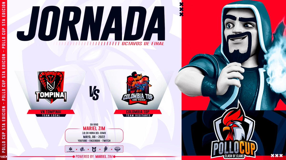Viernes a puro CoC🔥
8vos de Final! Cámaras 🎥 ON

<a href="/TompinaiEmpire/">TOMPINAI EMPIRE</a> 🆚 <a href="/ColombiaTop1/">Colombia Top</a> 
⏰6:30pm 🇲🇽🇨🇴8:30pm🇧🇷🇦🇷

Eliminación directa! Quien pasará?🤨
Míralo por: <a href="/MarielZ2010/">MᥲrιᥱᥣZιm ✨🌺✨</a> 
twitch.tv/marielzim
facebook.com/MarielZim