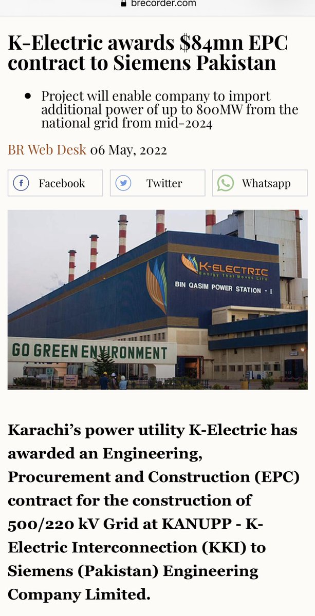 M_E_Strohmeier's tweet photo. Karachi’s power utility K-Electric has awarded an Engineering, Procurement and Construction (EPC) contract to Siemens (Pakistan) Engineering Company Limited. @M_E_Strohmeier @alvimoonis @oicci_pakistan https://t.co/uVj4yDzT9j