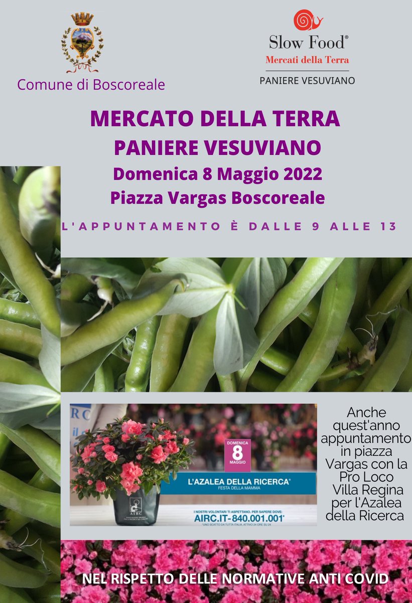 ComunBoscoreale's tweet photo. #ComunediBoscoreale Domenica 8 maggio torna il Mercato della Terra Vesuvio all'insegna della salute e della solidarietà https://t.co/EeLRpodBkV https://t.co/bmKQVgBpXM