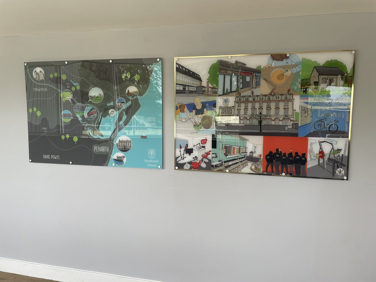 artdesigncymru's tweet photo. 🚨NEW 🚨

We’ve had the pleasure of creating murals for @cymru_AFC @HeadlandsS in Penarth. The murals represent the amazing facilities they have on offer for their pupils. We also created a map to show local landmarks. 

Thank you to @Printsauce for the installation 🙌🏻 ✏️ https://t.co/8PBXfiBBDW