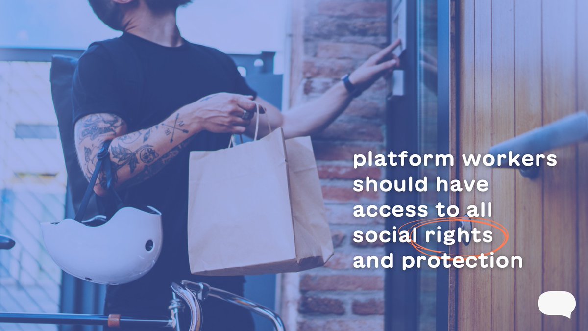 Youth_Forum's tweet photo. All platform workers deserve clarity of their employment status 📞
Platform workers should have access to all social rights and protection 🚧Just as we all do.
Read our #keydemands on #PlatformWork 🚩👉https://t.co/Q7pfrIcdio
#ForYouthRights https://t.co/CtqdFOv5MV