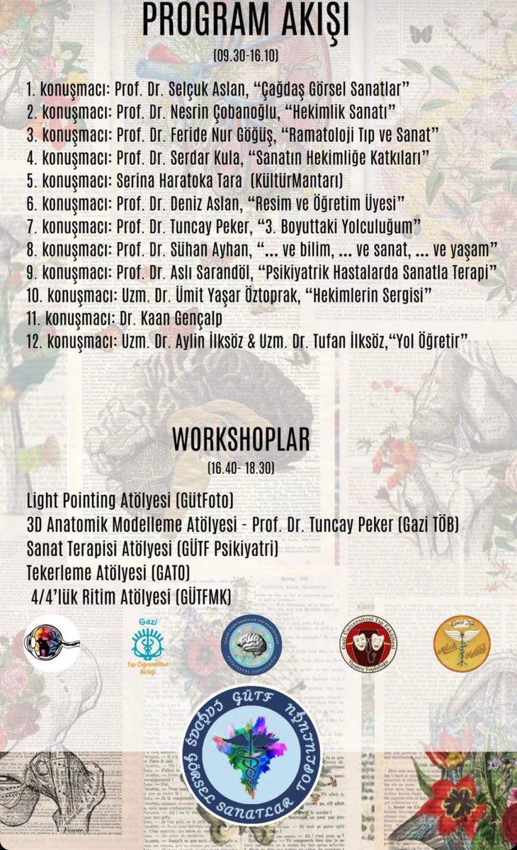 Ankara Tabip Odası Yönetim Kurulu Üyesi Dr. Ümit Yaşar Öztoprak'ın "Hekimlerin Sergisi" başlığıyla konuşmacı olarak katılacağı "TIP VE SANAT KONGRESİ" 7 Mayıs 2022 tarihinde Gazi Üniversitesi Tıp Fakültesi Dekanlık Binası konferans salonunda gerçekleşecektir.