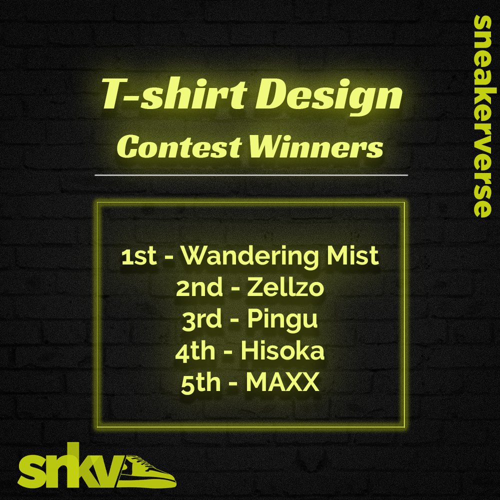 snkvrse's tweet photo. We would like to congratulate the winners of our T-shirt design contest! 

We are happy to see how the contestants showed their designs in artistic ways, thank you to all who participated and we wish to see you at the next contest 👟 https://t.co/kfZZmwAIf1