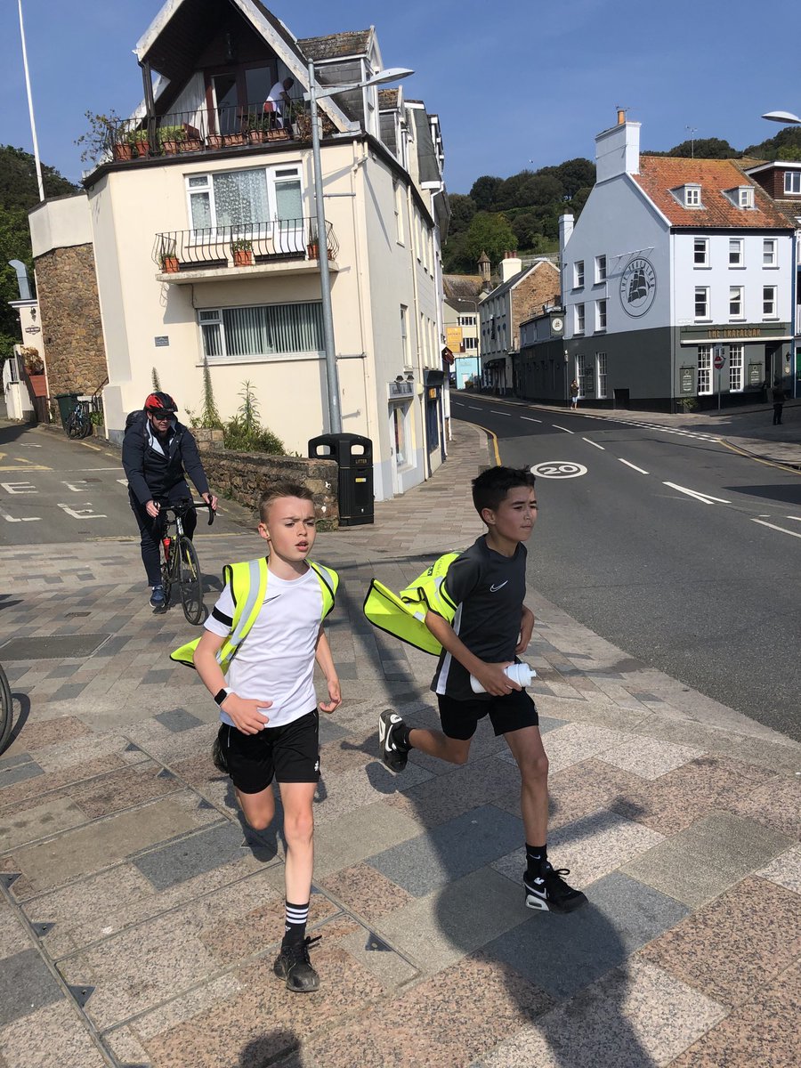 DLSjsyPrimary's tweet photo. Congratulations to all the boys who took part in the De La Salle Primary School Walk last Friday! A special thanks goes to the @JerseyGorilla for starting the boys off and supporting them all the way to the finish line! #DLSExcellenceWithinReach https://t.co/ddNqo98ZcW