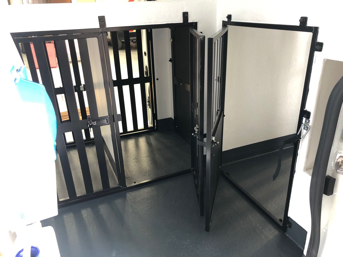FleetshieldUK's tweet photo. We've recently completed this Dog Warden Van Conversion.  Fitted with a tough grp lining, secure compartments and ventilation to ensure the dogs are safe and comfortable at all times and do not become stressed during transit. #dogvan #vanconversion https://t.co/TiBVFRLmUO