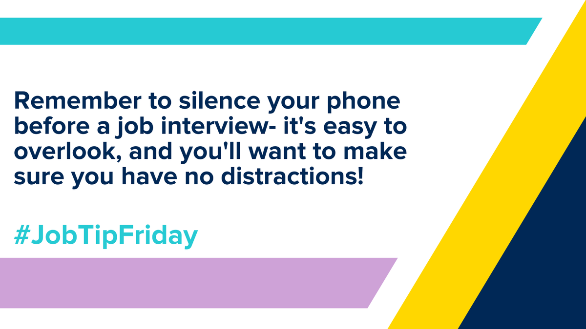 GC_Employment's tweet photo. Prior to a job interview, remember to silence your phone. It’s a simple thing, easy to overlook, but it’s best to make sure there are no loud interruptions to your interview. #JobTipFriday https://t.co/wbnmbpHT9d
