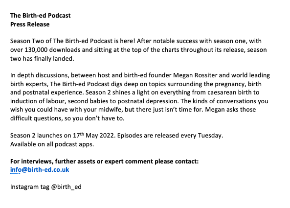 The birth-ed podcast is BACK! 17th May, subscribe now! #prerequest #journorequest
