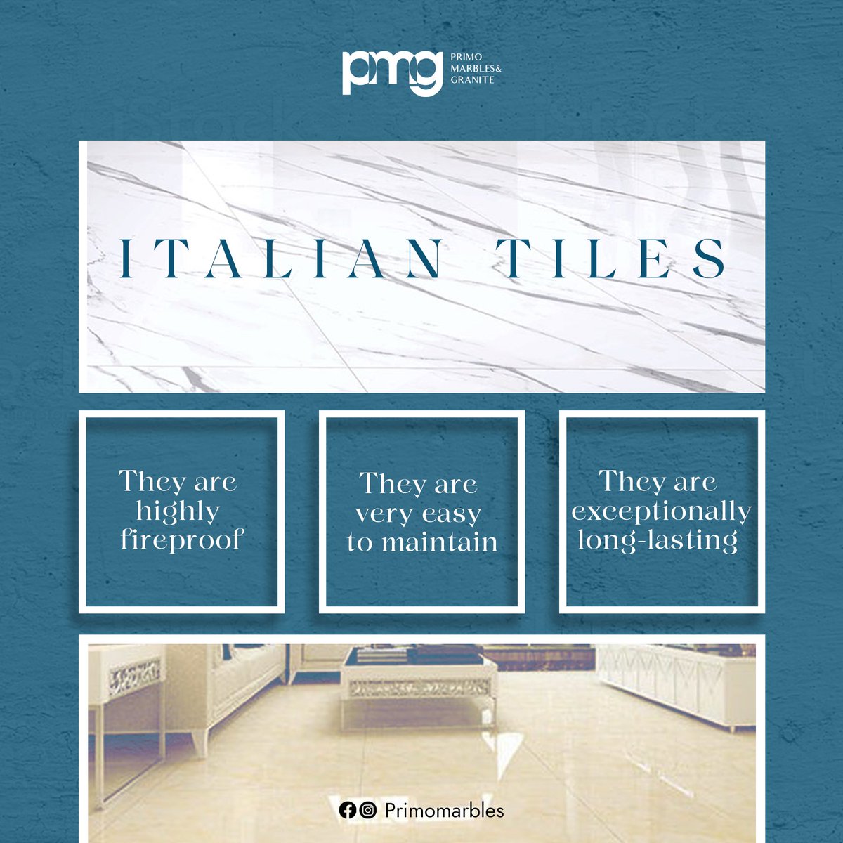 Here are three things you didn’t know about Italian tiles. You are welcome🤗😏

Like, Rt and share with your friends. 

#Italiantiles #tiles #realestatelagos #realestate #tileindustry #primomarbles #lagosnigeria #tiles #lagosindustrialrealestate #entrepreneur #architect