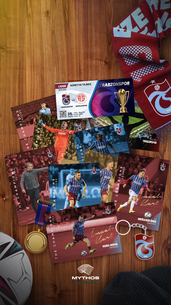 Trabzonspor (@trabzonspor) on Twitter photo Trabzonsporumuzun Süper Lig şampiyonluğunu ilan ettiği tarihi Fraport TAV Antalyaspor maçı için Anı Biletleri hazırlandı. Unutulmaz günün geleceğe miras özel biletlerine mythos.cards/product/trabzo… adresinden ulaşabilirsiniz. <a href="/mythoscards/">Mythos Cards</a> Trabzonsporumuzun Süper Lig şampiyonluğunu ilan ettiği tarihi Fraport TAV Antalyaspor maçı için Anı Biletleri hazırlandı. Unutulmaz günün geleceğe miras özel biletlerine mythos.cards/product/trabzo… adresinden ulaşabilirsiniz. <a href="/mythoscards/">Mythos Cards</a>