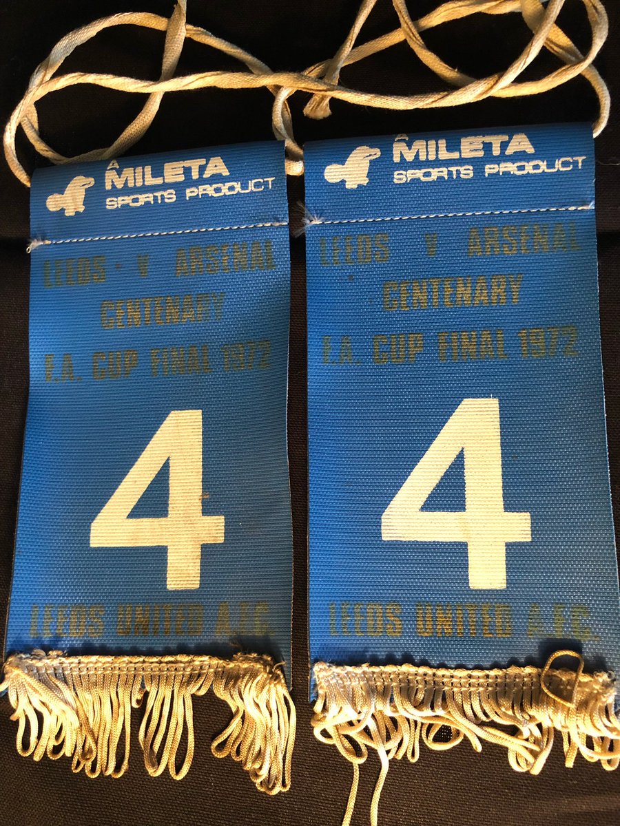 superleeds72's tweet photo. 50 years ago we won the Cup. I remember my dad decorating his car with scarves and banners to make the journey down the M1.
Now I’m the lucky owner of the 1-12 sock tags and even linesman and ref had their own sock tags. Thank you Paul.#lufc #paultrevillion #lufctrust https://t.co/fKHcBhBbPv