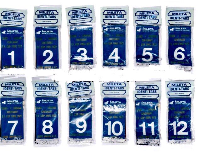 superleeds72's tweet photo. 50 years ago we won the Cup. I remember my dad decorating his car with scarves and banners to make the journey down the M1.
Now I’m the lucky owner of the 1-12 sock tags and even linesman and ref had their own sock tags. Thank you Paul.#lufc #paultrevillion #lufctrust https://t.co/fKHcBhBbPv